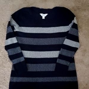 Womens Navy & White Sweater 3/4 Sleeved soft and comfy Size S little loose fit